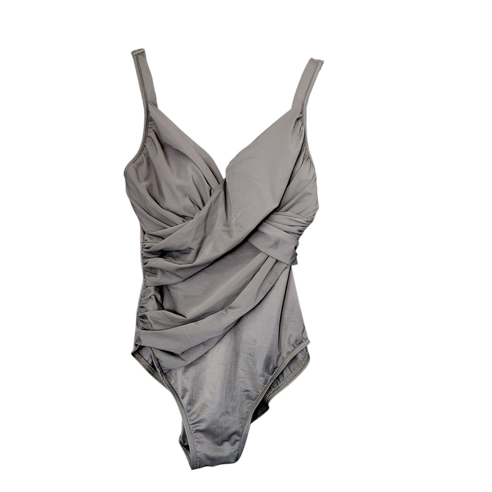 Miraclesuit Captivate Gray One Piece Swimsuit 12 Underwire Slimming